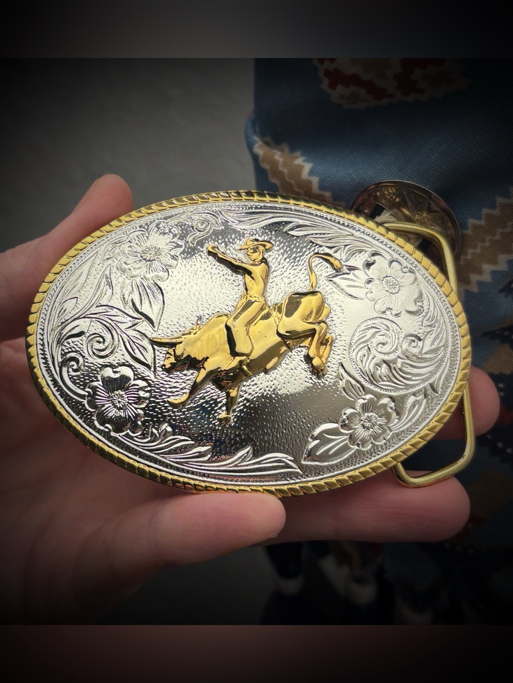 Western Belt Buckle The Heritage Collection Cowboy Rodeo Bull Gold/Silver Plated